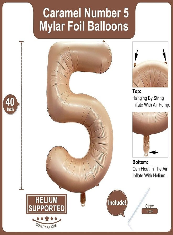 Atpata Funky #5 Elegant Caramel Colour JUMBO 40 INCH Number Balloons Set | 0 to 9 Digit Shapes | Decorative Balloons for Milestones & Celebrations - Image 2